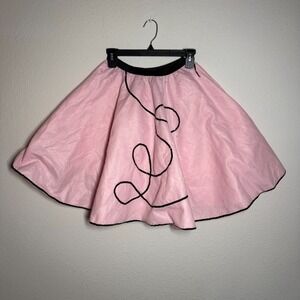Chasing Fireflies Fab '50s Circle Skirt Girls 8 Pink Black Sequin Elastic Waist